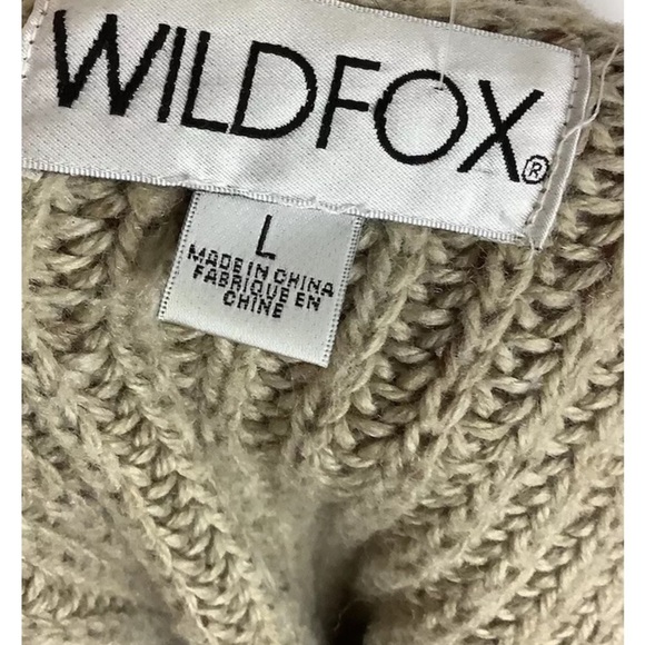 Wildfox Sz L Chunky Oversized Hole Distressed Sweater Brown Acrylic Wool - Picture 5 of 6